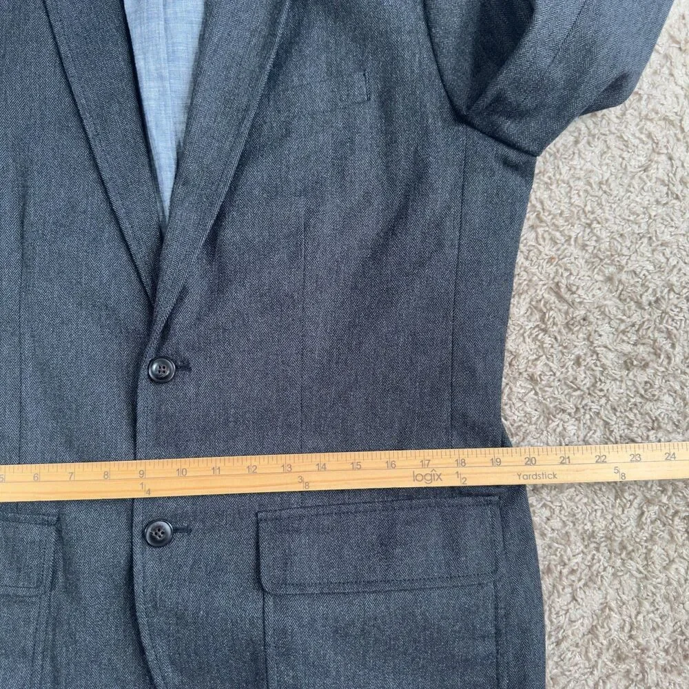 Gap Blazer Mens Medium Black Gray Herringbone 2 Button Sport Coat Jacket